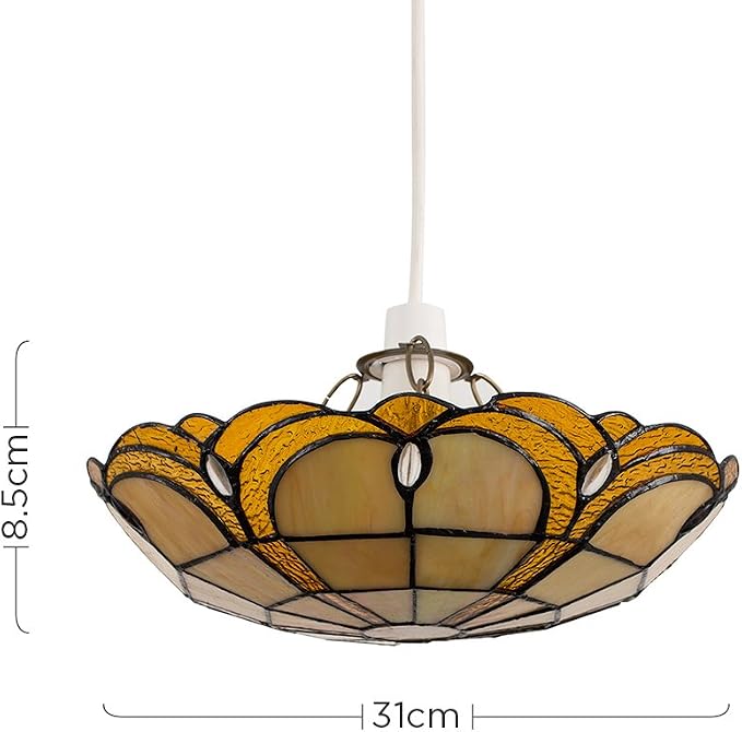 Amber Tiffany Style Jewelled Glass Ceiling Light