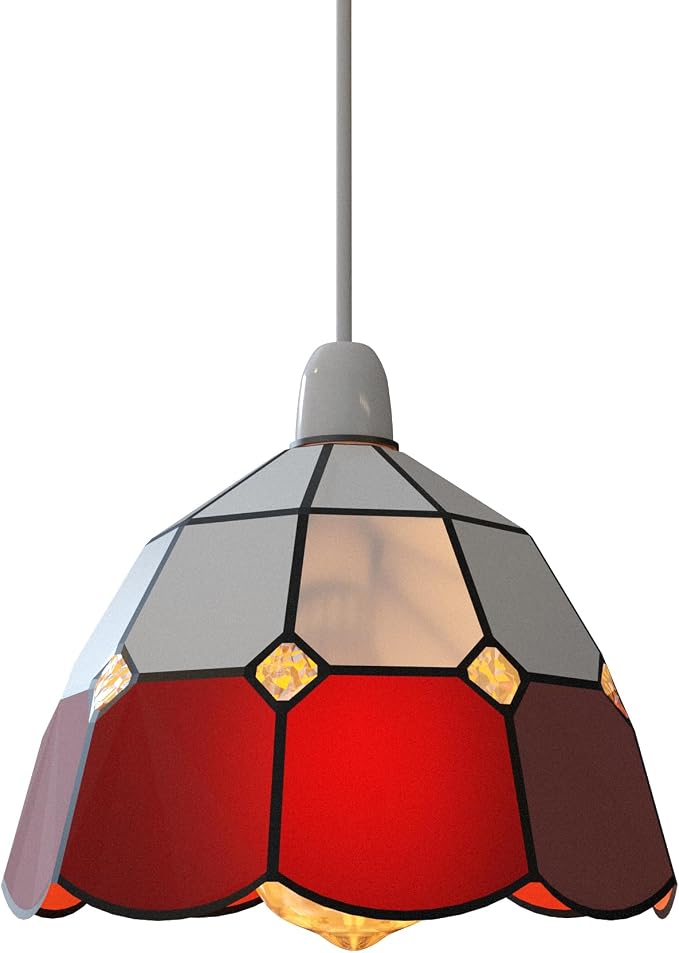 Antique Red & White Tiffany Dragonfly Lamp Shade