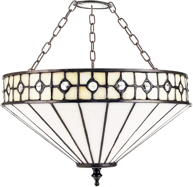 Opal White Tiffany Pendant Shade with Glass Beads