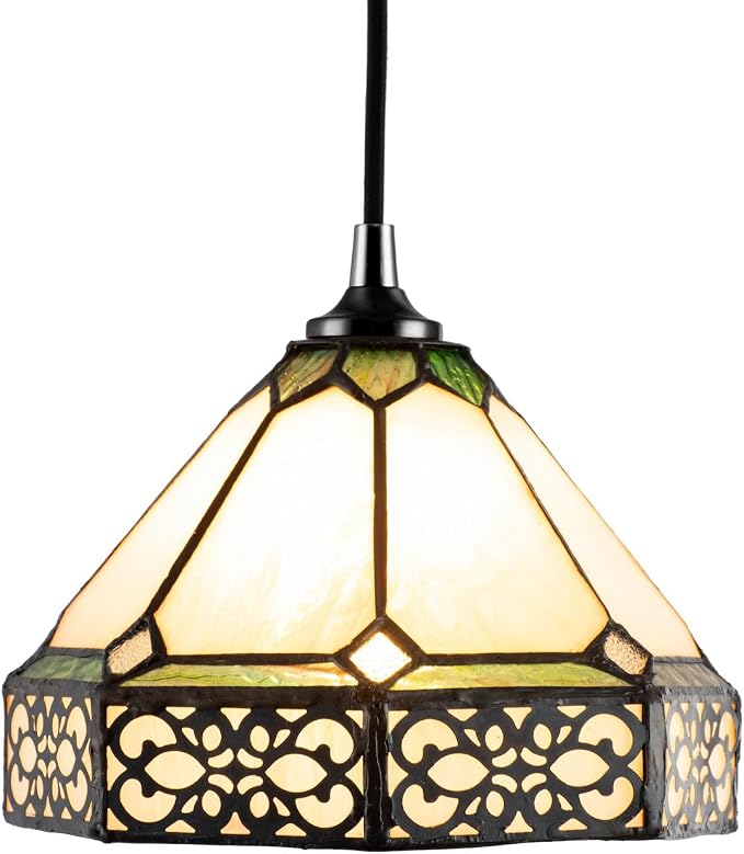 Amber Green Tiffany Stained Glass Pendant Shade