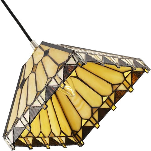 Amber Art Deco Tiffany Stained Glass Pendant Shade