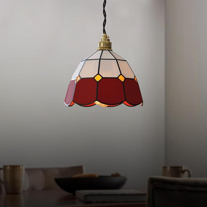 Antique Red & White Tiffany Dragonfly Lamp Shade