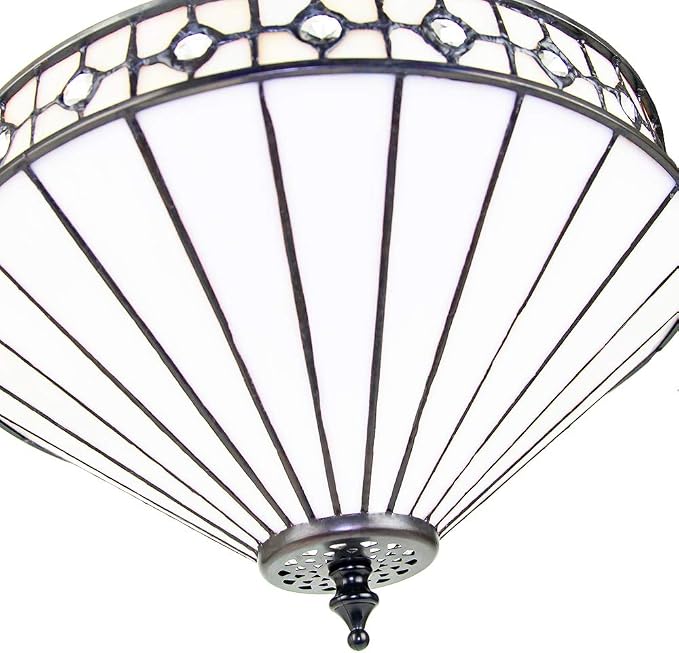 Opal White Tiffany Pendant Shade with Glass Beads