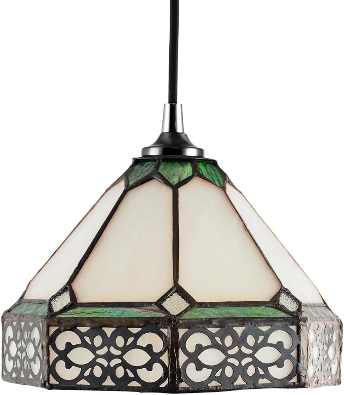 Amber Green Tiffany Stained Glass Pendant Shade