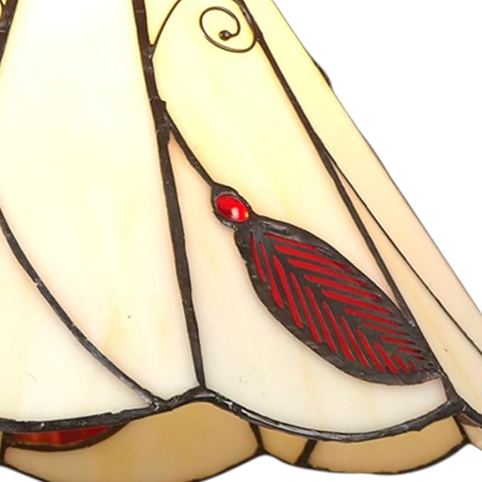Beige & Red Tiffany Style Leaf Pendant Shade