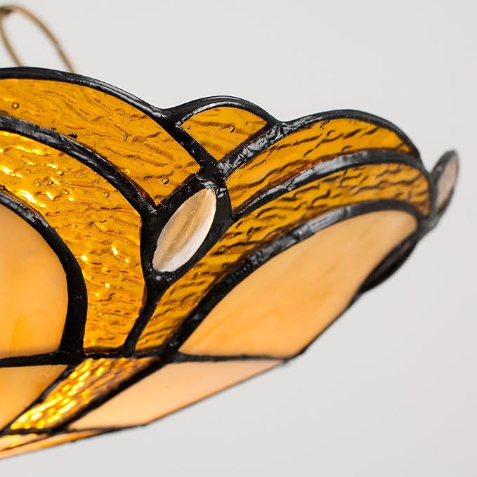 Amber Tiffany Style Jewelled Glass Ceiling Light