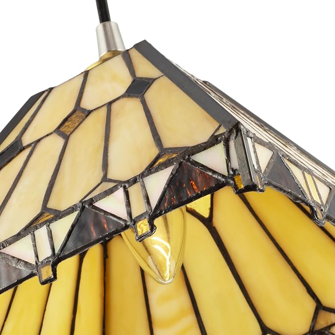 Amber Art Deco Tiffany Stained Glass Pendant Shade