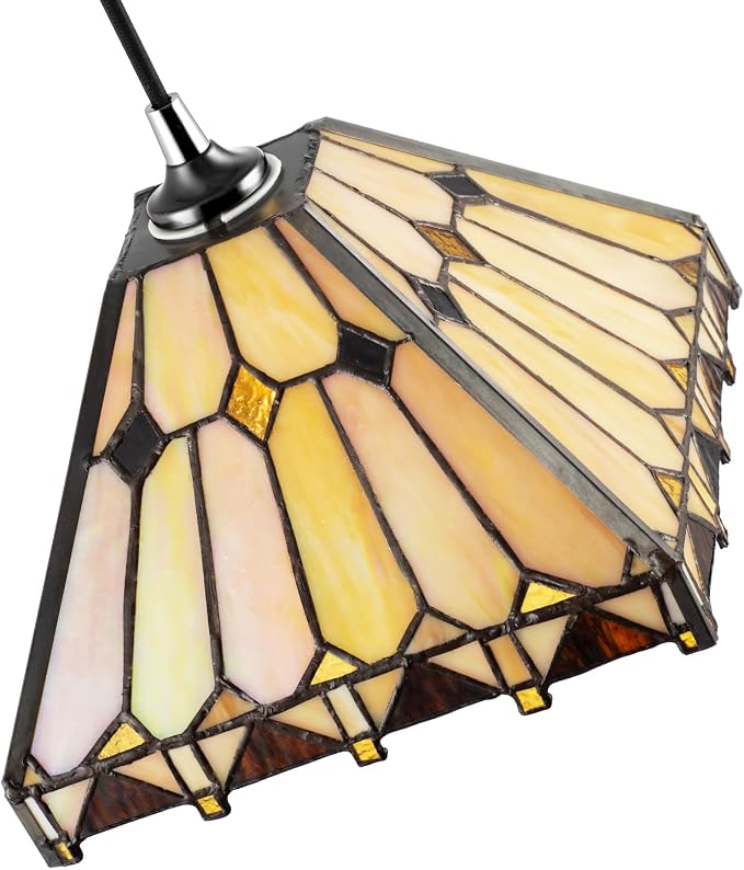 Amber Art Deco Tiffany Stained Glass Pendant Shade